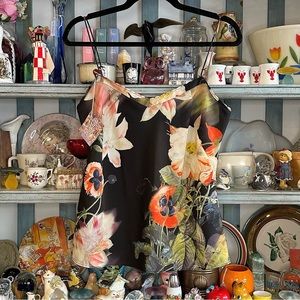 Ted Baker cynaria black colourful tropical floral printed summer tank cami top